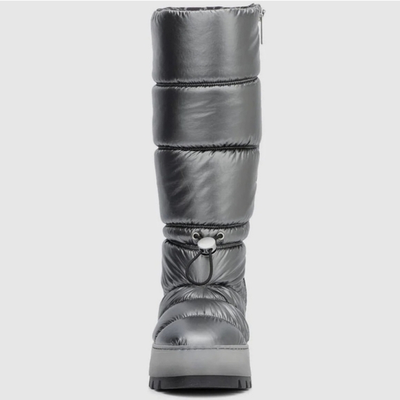 NWOT Aquatalia Arlo Metallic Gunmetal Gray Tall Puffer Winter/Rain Boot 6 - Picture 2 of 11